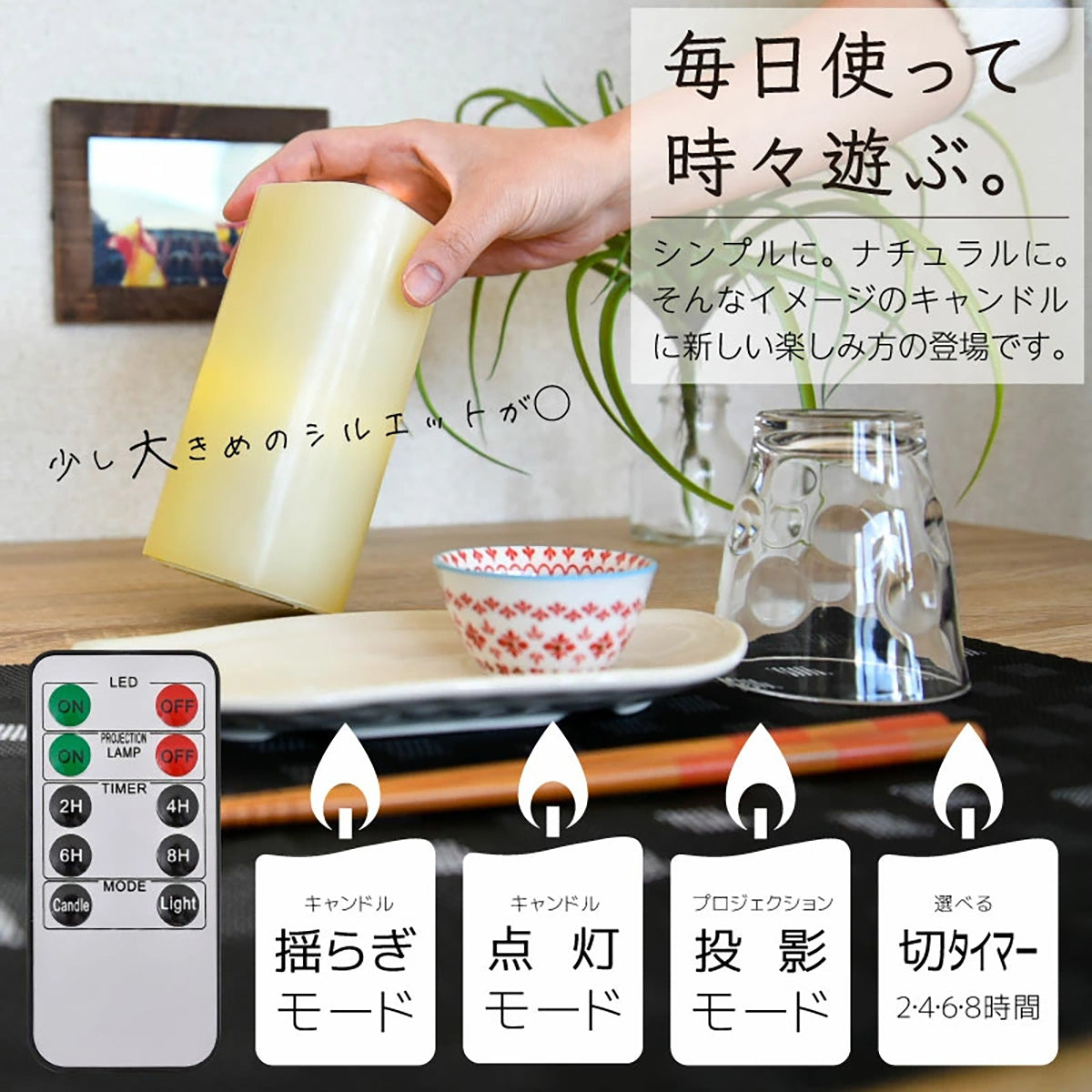 LUFINE ルフィネ 008 LED キャンドル ライト プロジェクションライト イルミネーションライト 1台で3役  イルミネーション 投影可