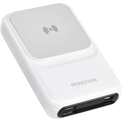 バッテリー ホワイト モバイルバッテリー 10000mAh 大容量 軽量 小型 マグネット付き 急速充電 ワイヤレス対応 Type-C USB出力 残量表示 PSE認証 スマホ充電器