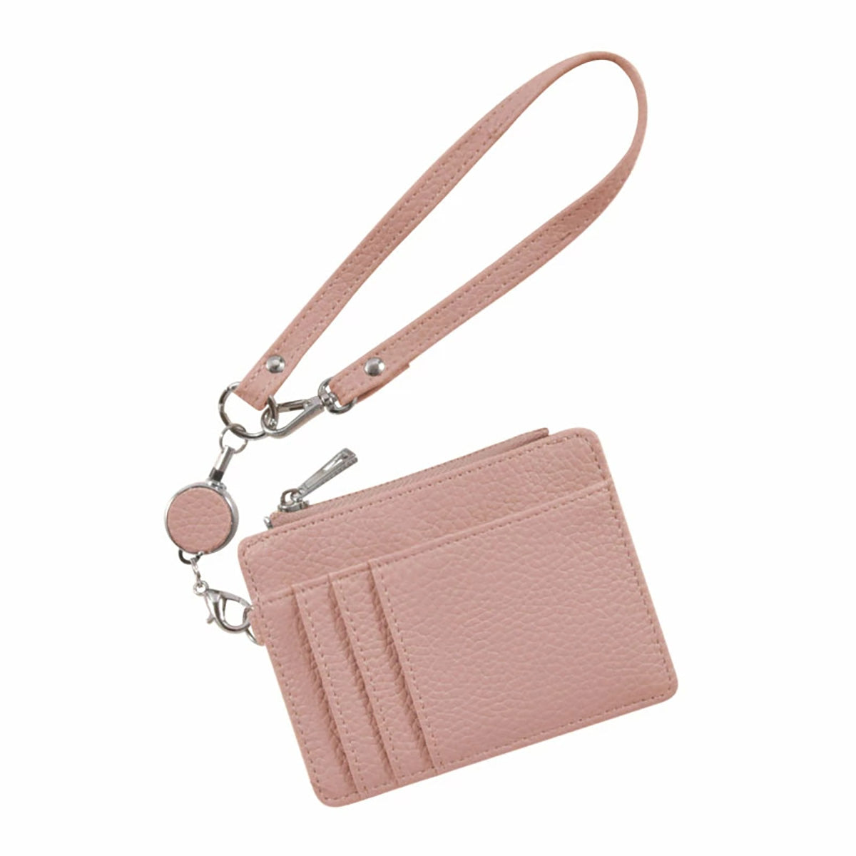 リール付きICカードケース スモーキーピンク パスケース カードケース 小物入れ 小銭入れ ストラップ付き 伸びるリール 伸縮リール レディース 軽量 コンパクト 高見え おしゃれ かわいい シンプル PUレザー 合成皮革 ファスナーポケット付き キーホルダー付き 紛失防止 通勤 通学 旅行 ギフト プレゼント 入学式 卒業式 社会人 新生活 カジュアル フォーマル bonbonheur ボンボヌール bon021 バッグに取り付け リールストラップ