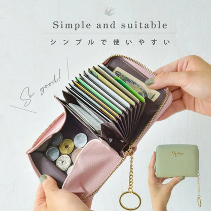 お札の折れないミニ財布 お札を折らない スマートウォレット コンパクト財布 キャッシュレス対応 磁気カット カード収納10枚 コインポケット PUレザー 合成皮革 大容量ミニ財布 スリムデザイン ファスナー財布 メンズ財布 レディース財布 小型財布 キーケース兼用 シンプルデザイン 軽量財布 ブラック