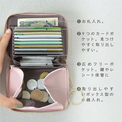 お札の折れないミニ財布 お札を折らない スマートウォレット コンパクト財布 キャッシュレス対応 磁気カット カード収納10枚 コインポケット PUレザー 合成皮革 大容量ミニ財布 スリムデザイン ファスナー財布 メンズ財布 レディース財布 小型財布 キーケース兼用 シンプルデザイン 軽量財布 ラベンダー