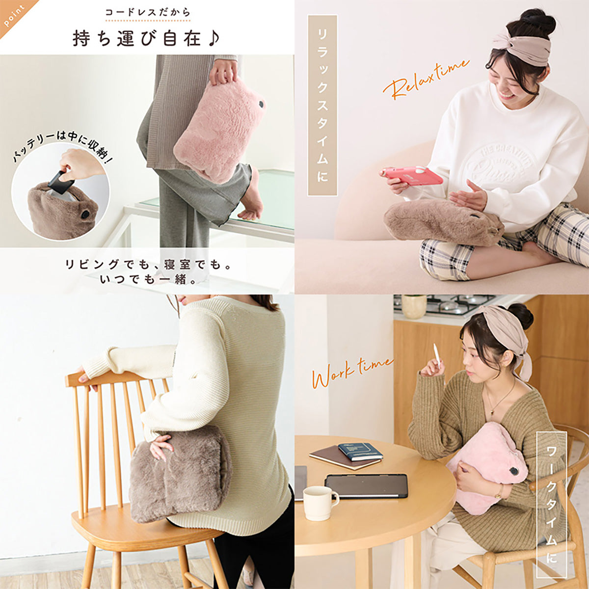 ENETANPO USB ポケットウォーマー クッション型 3段階温度 2時間自動オフ 両手ポケット付き 軽量 カーキ