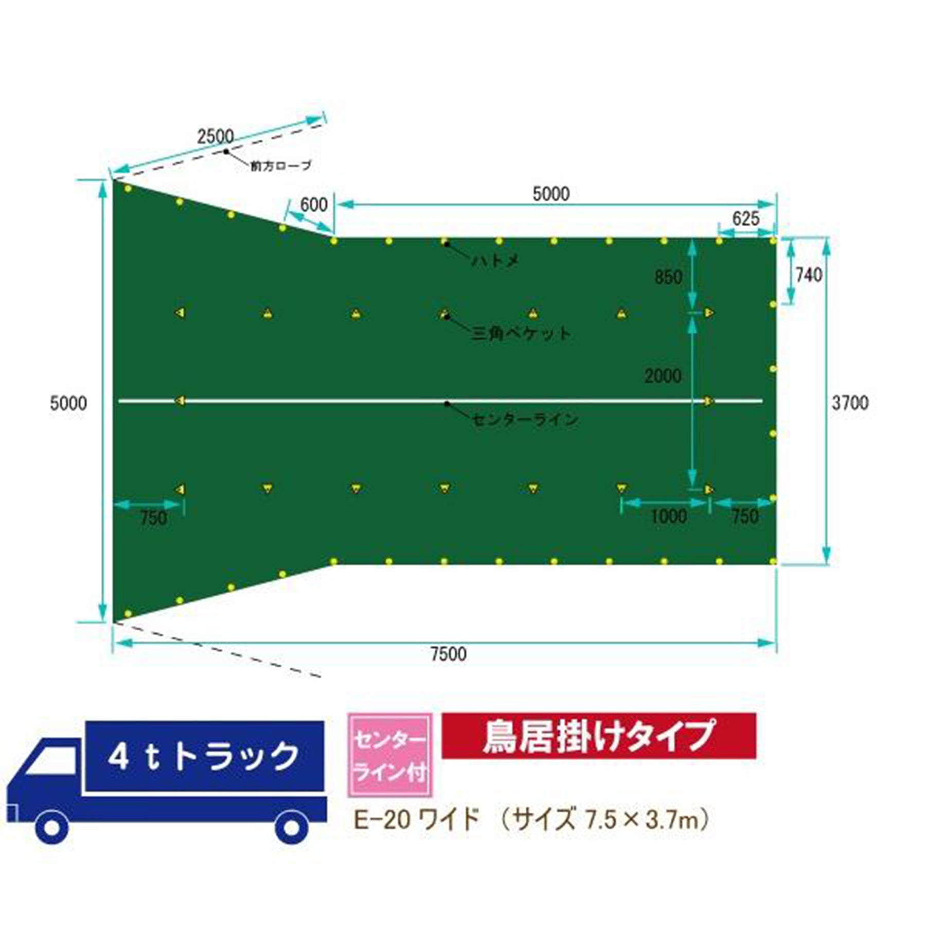 トラックシート 7.5×3.7m 4tワイド適合 – GREEN CROSS-select 工事現場