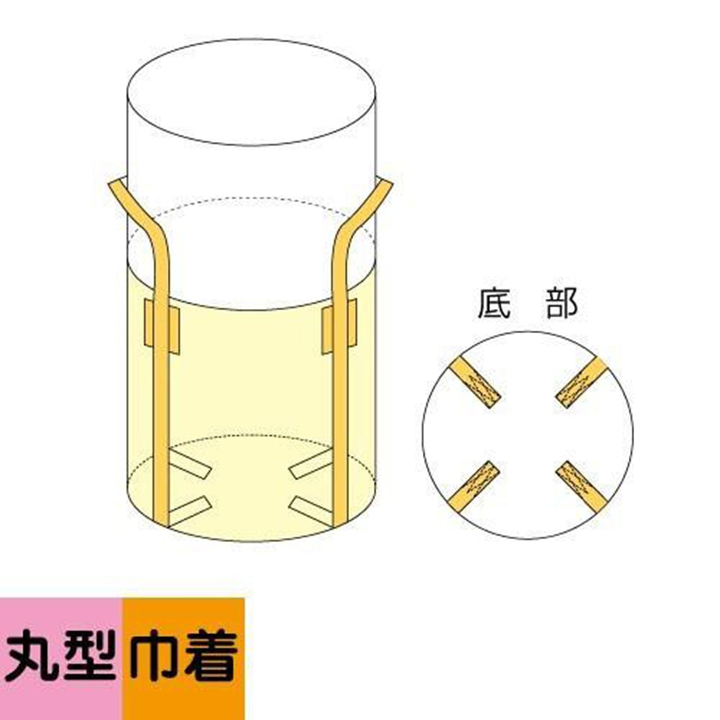 フレコンバッグ丸形　上部きんちゃく軽量タイプ　φ1100×H1250mm　10枚セット