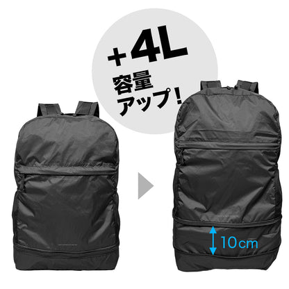 手のひらサイズになる折り畳みリュック　ブラック