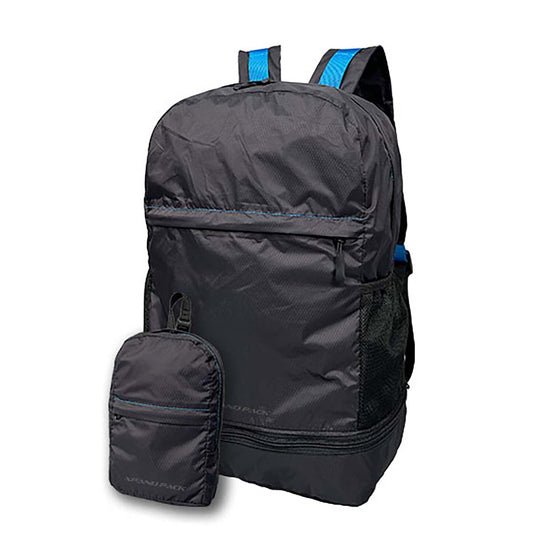 手のひらサイズになる折り畳みリュック　ブルー