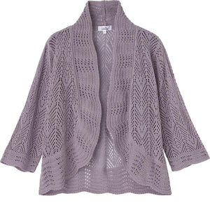 ニット透かし編みボレロ パープル Ｍ～Ｌ/LL
