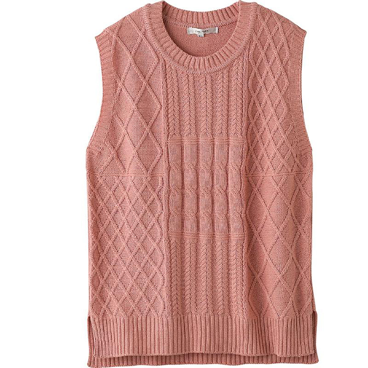 ニット綿混かぶりベスト サーモン Ｍ～Ｌ