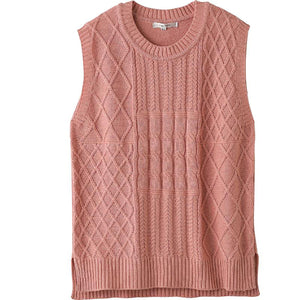 ニット綿混かぶりベスト サーモン Ｍ～Ｌ