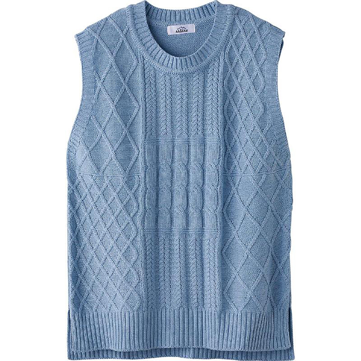 ニット綿混かぶりベスト ブルー Ｍ～Ｌ