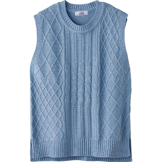 ニット綿混かぶりベスト ブルー Ｍ～Ｌ