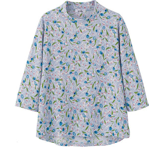 7分袖後ろ長めＴシャツ ライトブルー Ｍ～Ｌ/LL/3L