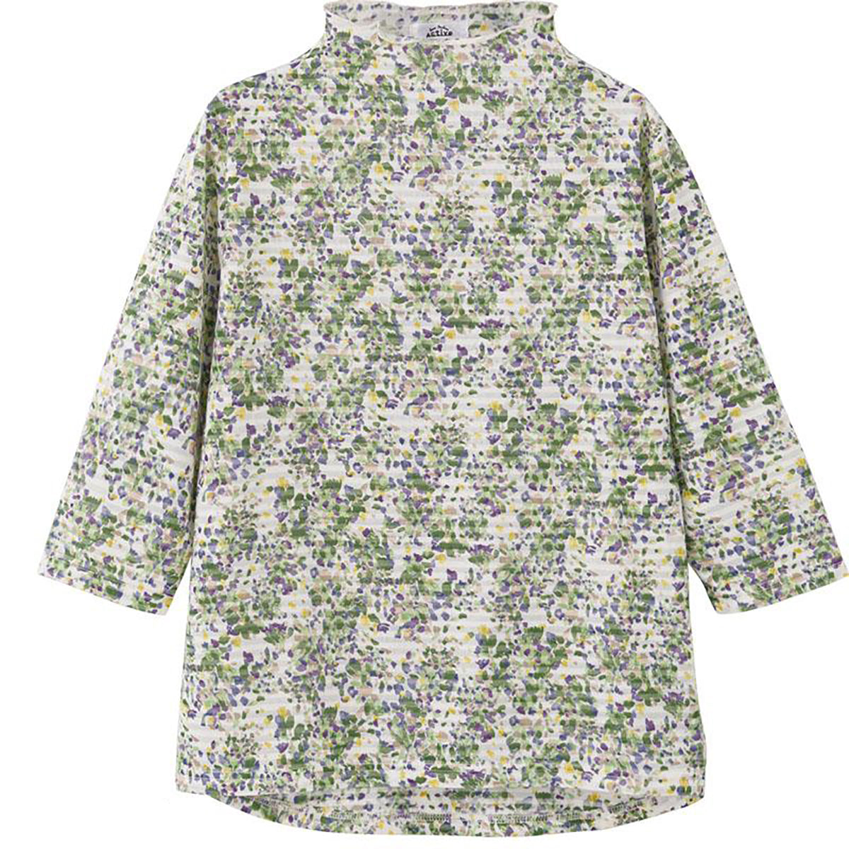 7分袖後ろ長めＴシャツ グリーン S/M～L/LL