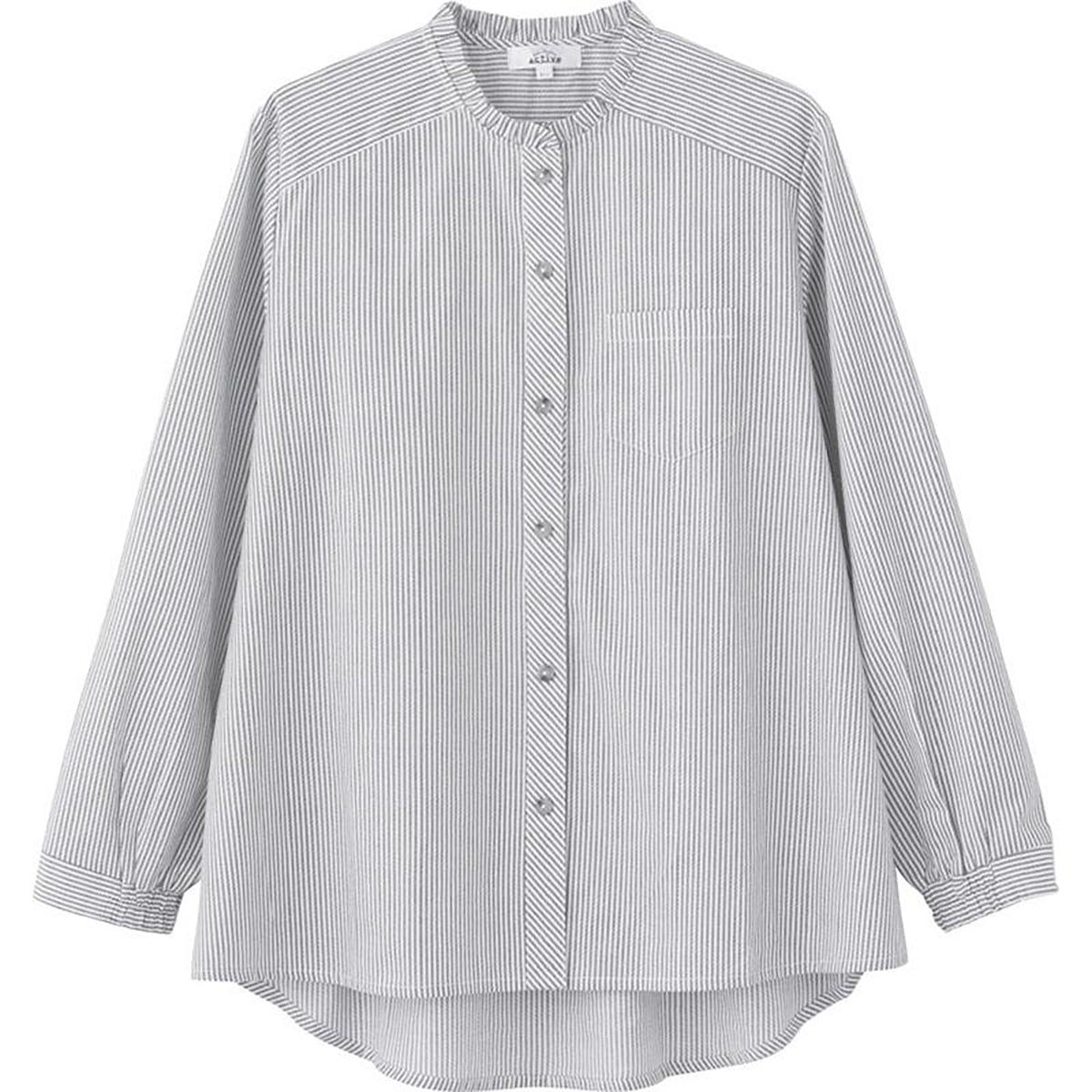 長袖 ワンタッチテープブラウス グレー M～L/LL