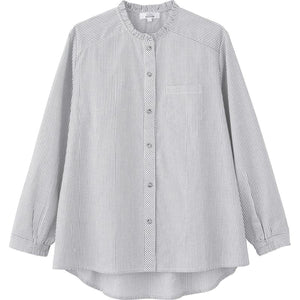 長袖 ワンタッチテープブラウス グレー M～L/LL