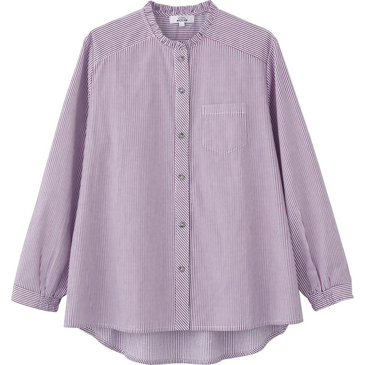 長袖 ワンタッチテープブラウス パープル M～L/LL