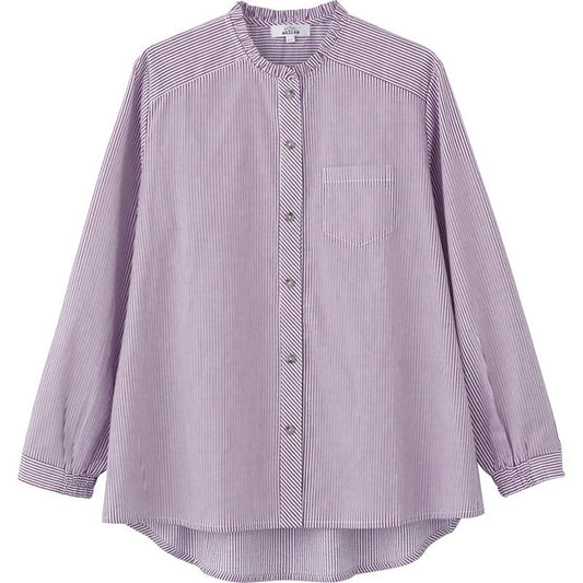 長袖 ワンタッチテープブラウス パープル M～L/LL