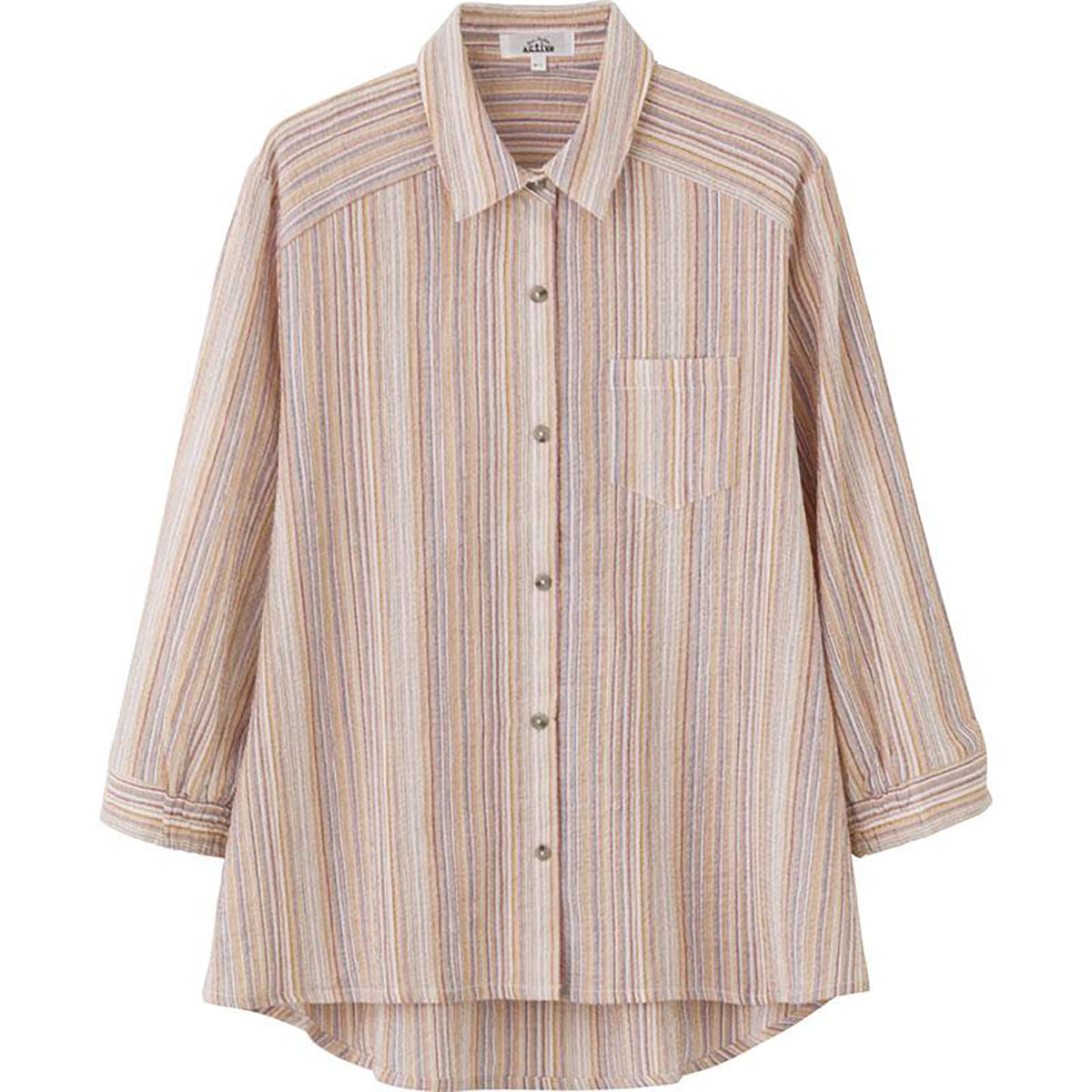 7分袖スナップ釦ブラウス オレンジ M～L/LL