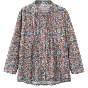 長袖 ワンタッチテープピンタックブラウス オレンジ S/M～L/LL/3L