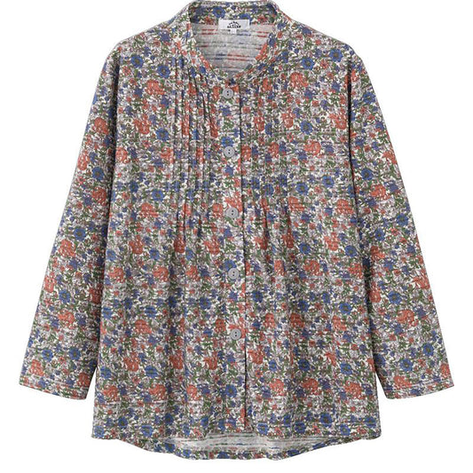 長袖 ワンタッチテープピンタックブラウス オレンジ S/M～L/LL/3L