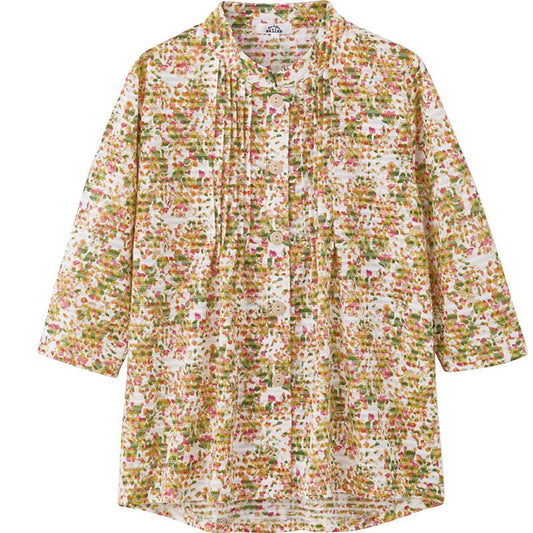 7分袖ワンタッチテープピンタックブラウス オレンジ S/M～L/LL/3L