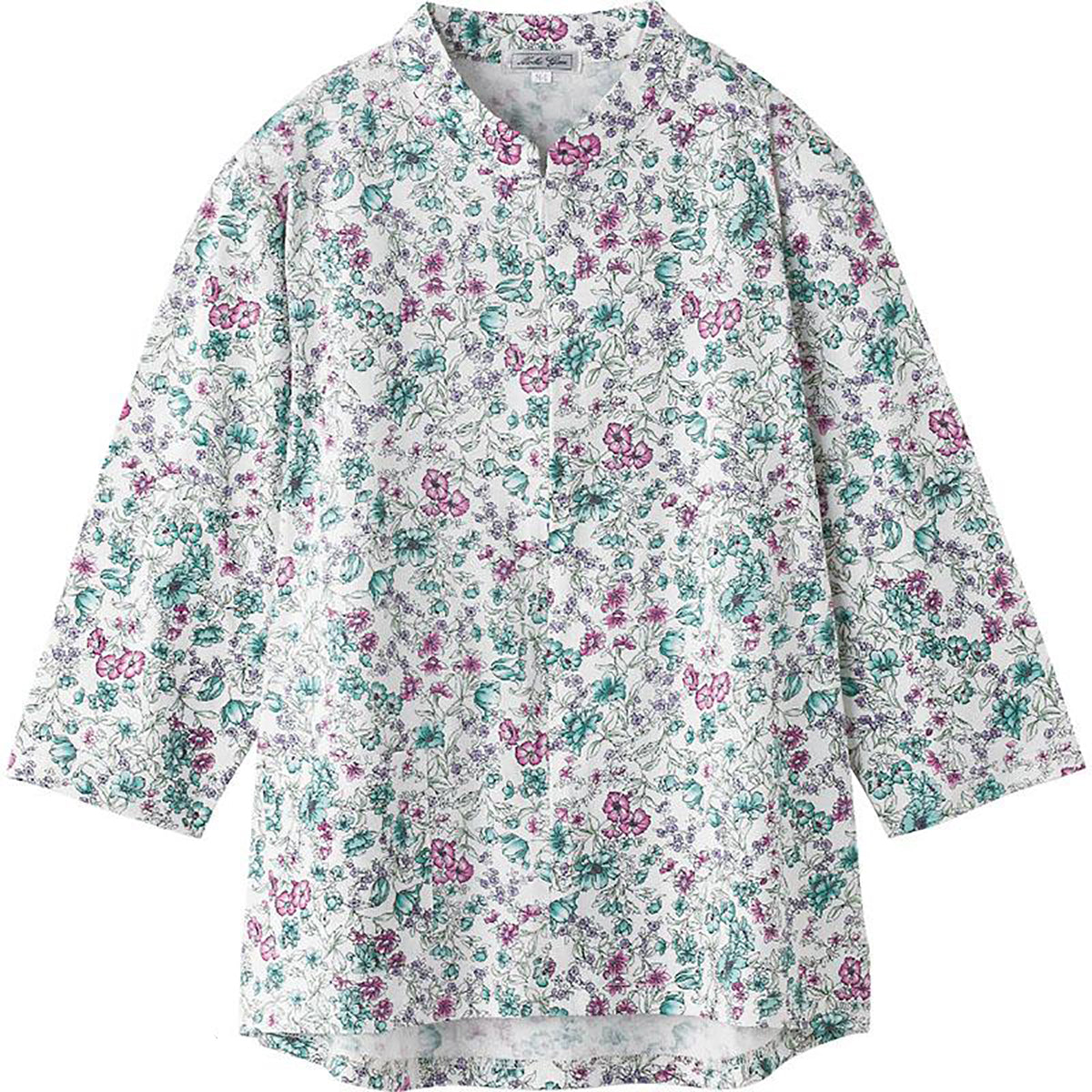 7分袖ロングファスナーＴシャツ グリーン M～L/LL