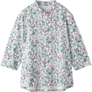 7分袖ロングファスナーＴシャツ グリーン M～L/LL