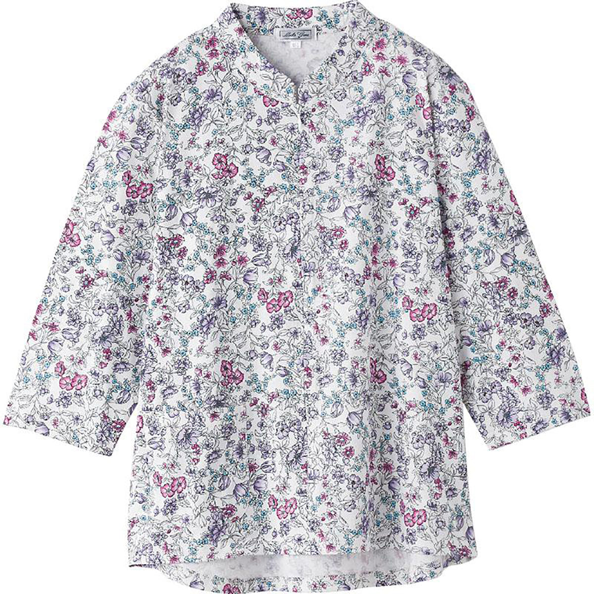 7分袖ロングファスナーＴシャツ パープル M～L/LL