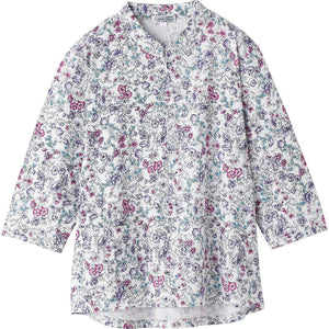 7分袖ロングファスナーＴシャツ パープル M～L/LL