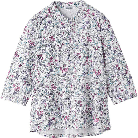 7分袖ロングファスナーＴシャツ パープル M～L/LL