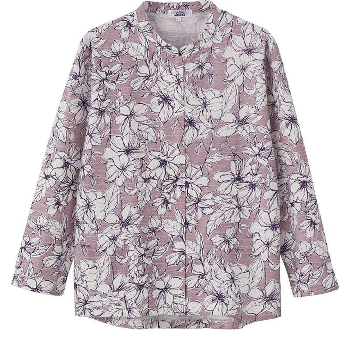 長袖 前開きＴシャツ ピンクベージュ M～L/LL