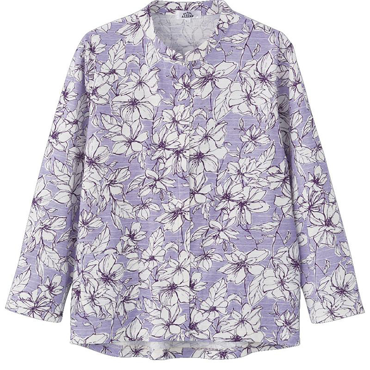 長袖 前開きＴシャツ パープル M～L/LL