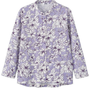 長袖 前開きＴシャツ パープル M～L/LL