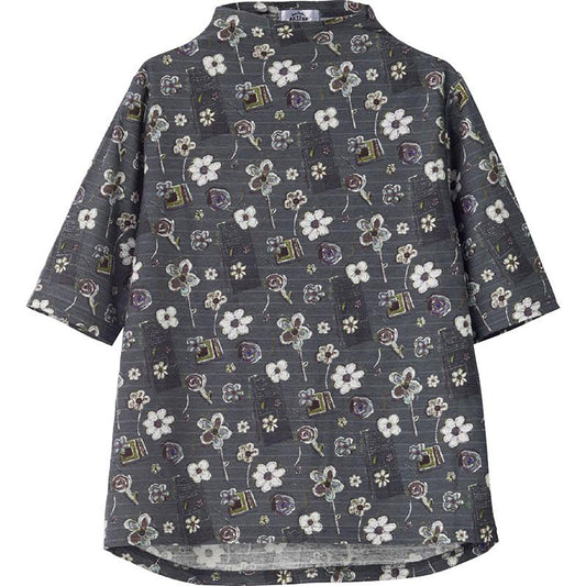 5分袖後ろ長めＴシャツ グレー　 M～L/LL