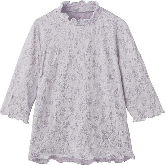 7分袖背中ゆったり着心地Ｔシャツ グレー Ｍ/L