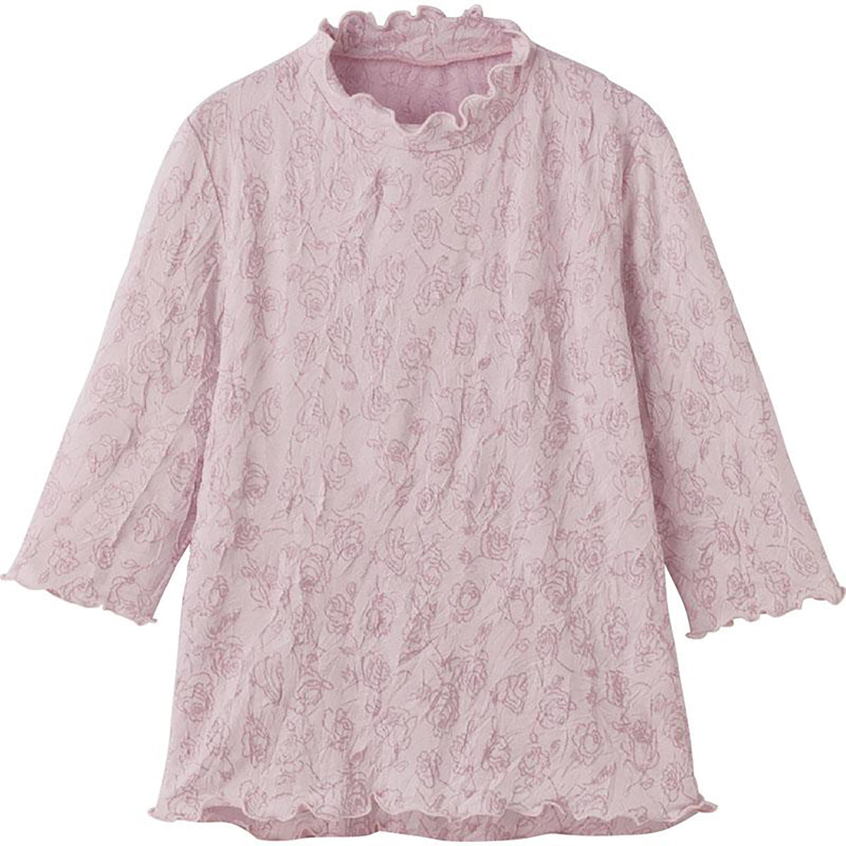 7分袖背中ゆったり着心地Ｔシャツ ピンク Ｍ/L