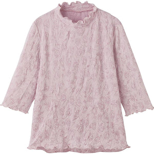 7分袖背中ゆったり着心地Ｔシャツ ピンク Ｍ/L