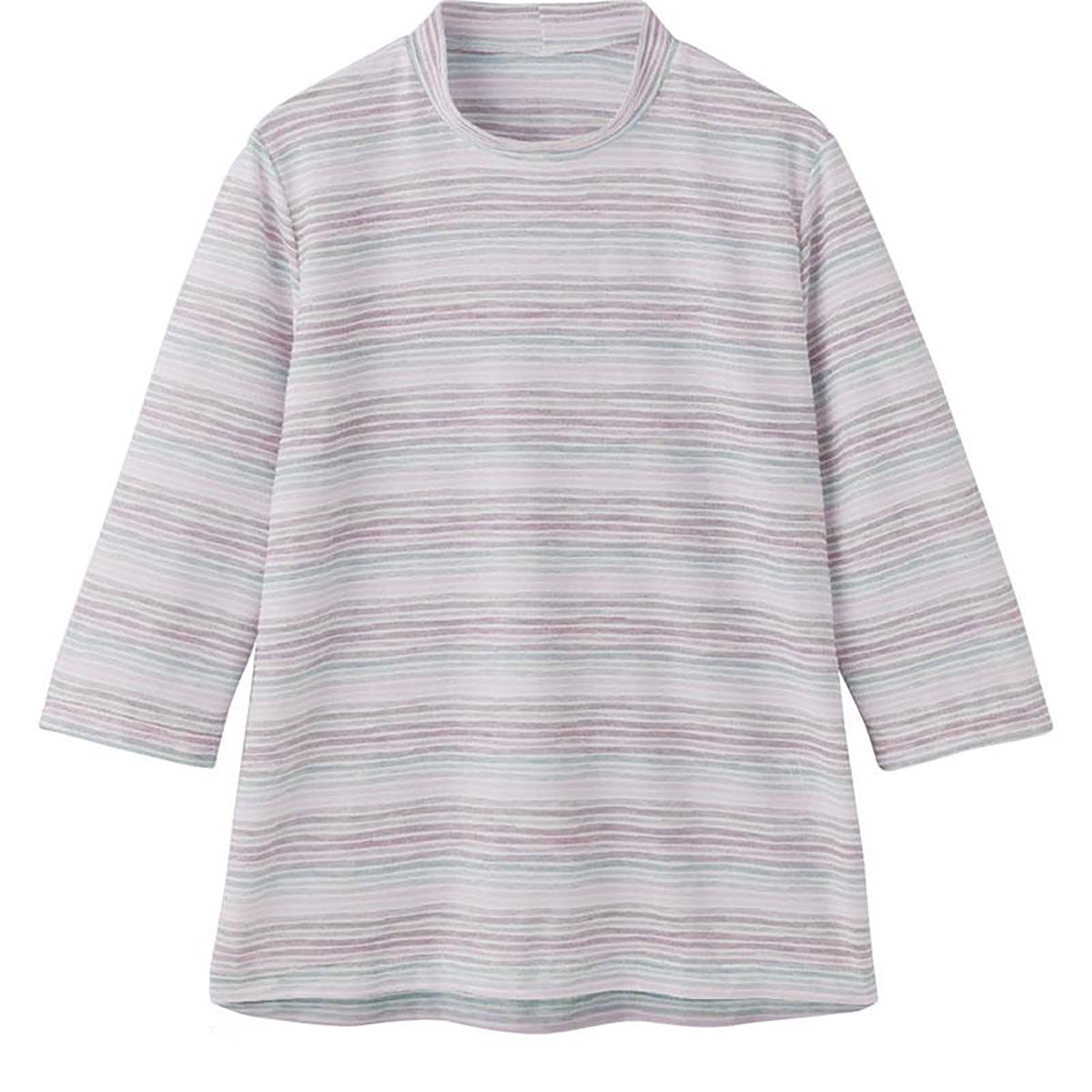 7分袖背中ゆったり着心地Ｔシャツ パープル Ｍ/L