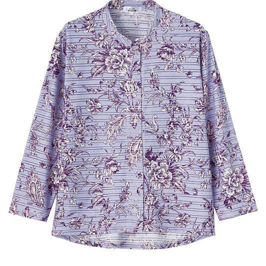 ワンタッチテープ前開きＴシャツ ブルーパープル M～L/LL