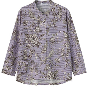 ワンタッチテープ前開きＴシャツ パープル M～L/LL