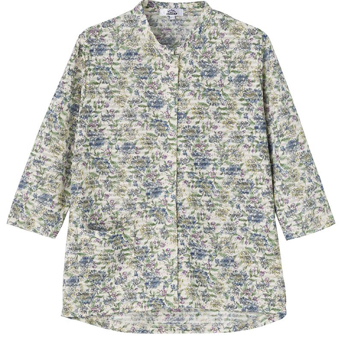 7分袖前開きＴシャツ グリーン S/M～L/LL/3L