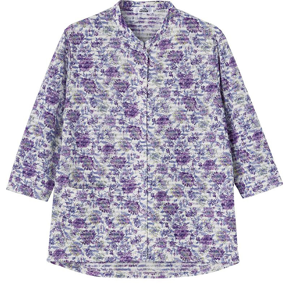 7分袖前開きＴシャツ パープル S/M～L/LL/3L