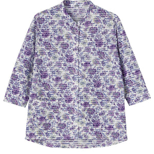 7分袖前開きＴシャツ パープル S/M～L/LL/3L