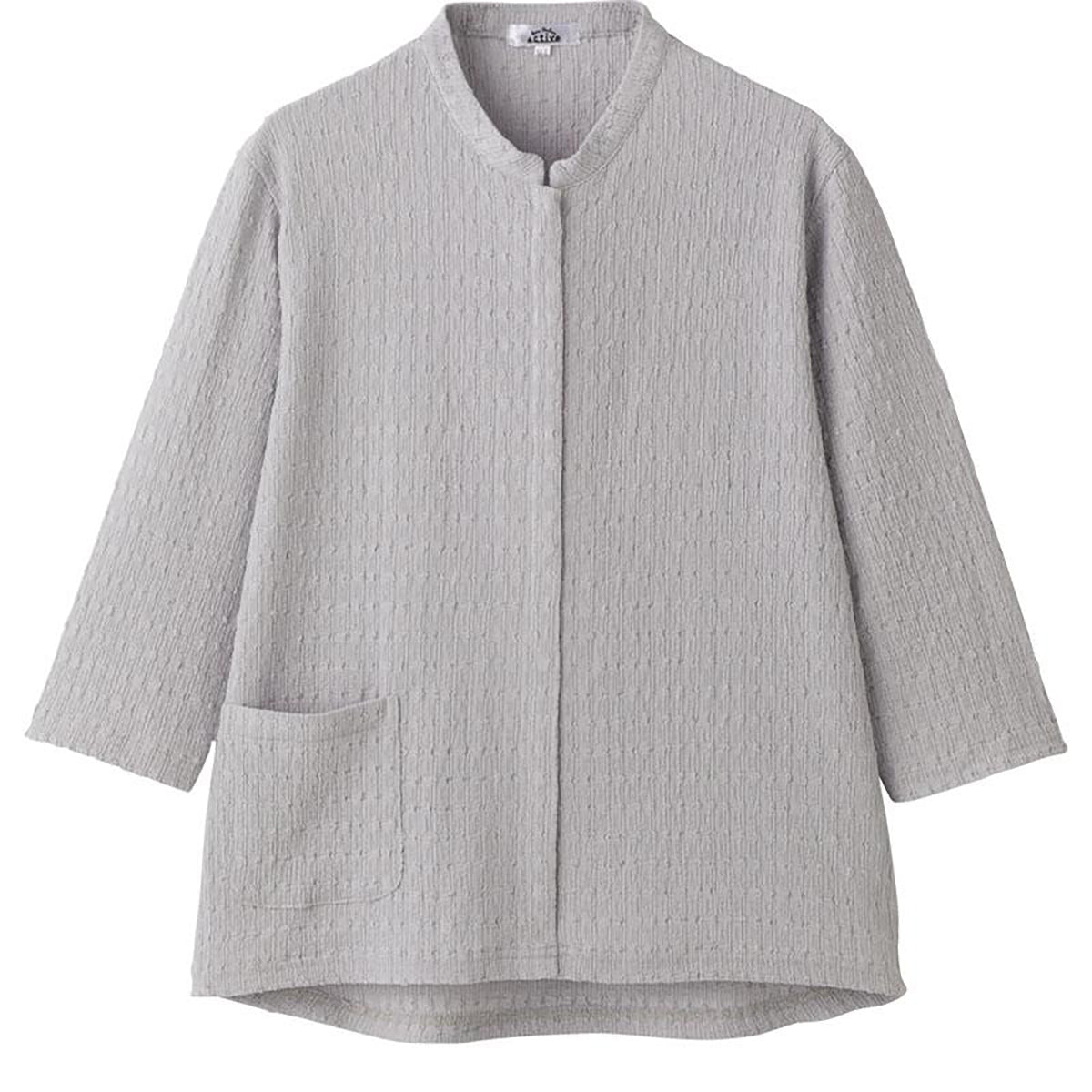 7分袖前開きＴシャツ グレージュ M～L/LL