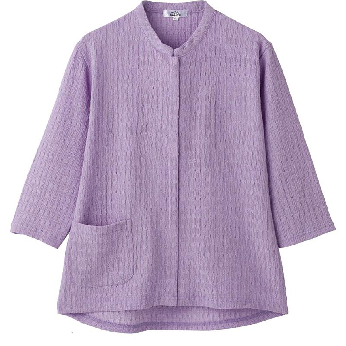 7分袖前開きＴシャツ パープル M～L/LL