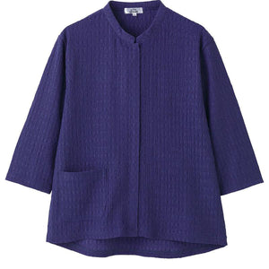 7分袖前開きＴシャツ 濃パープル M～L/LL