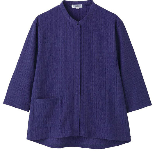 7分袖前開きＴシャツ 濃パープル M～L/LL