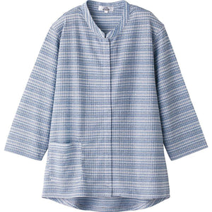 7分袖前開きＴシャツ ブルー M～L/LL/3L