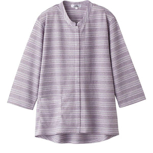 7分袖前開きＴシャツ ローズパープル M～L/LL/3L
