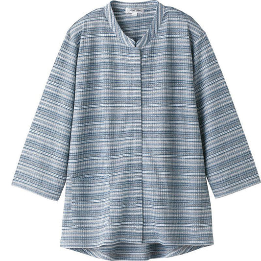 7分袖前開きＴシャツ パープル M～L/LL/3L